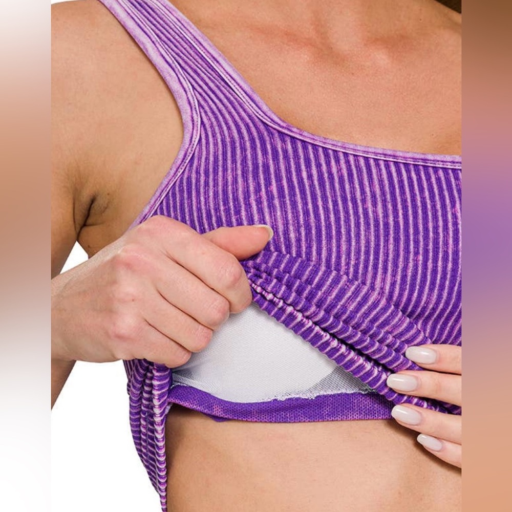 2-Pack Zenana Ribbed Built In Bra Tanks - Picture 10 of 10
